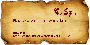 Macskásy Szilveszter névjegykártya